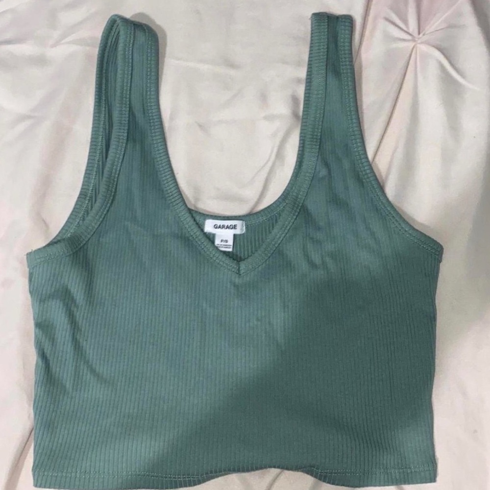 Garage teal v neck Tank Top